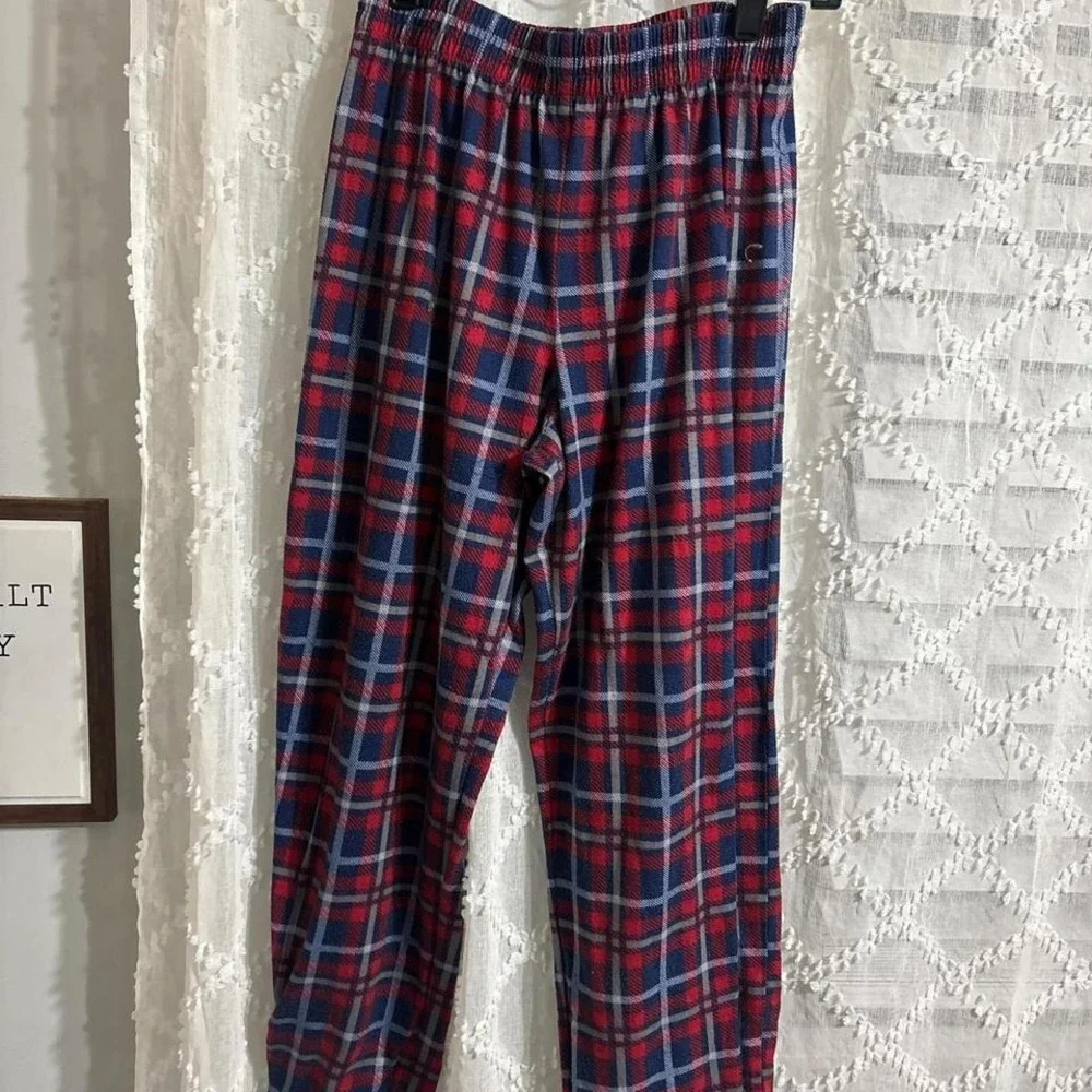 Size 10/12 Red and blue plaid‎ loungewear pants